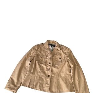 Apostrophe Jacket Flap Pockets Epaulette Button Accents Lined Stretch Size 16